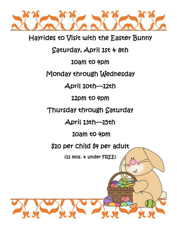 Hayrides to visit the Easter Bunny