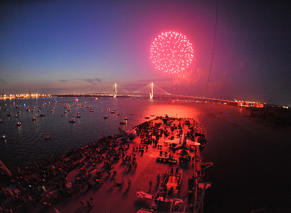 USS Yorktown Fireworks