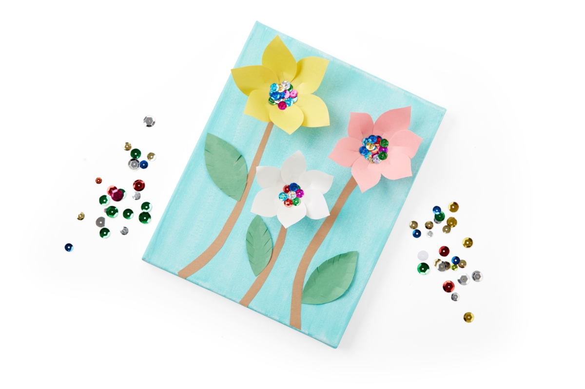 Ages 6 and up Kids Club® Paper Flower Canvas Art