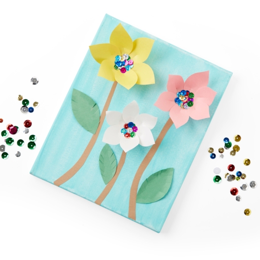 Ages 6 and up Kids Club® Paper Flower Canvas Art